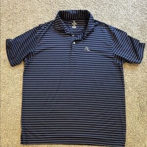 Rhoback Men's XL Navy Polo with Pink Stripes
